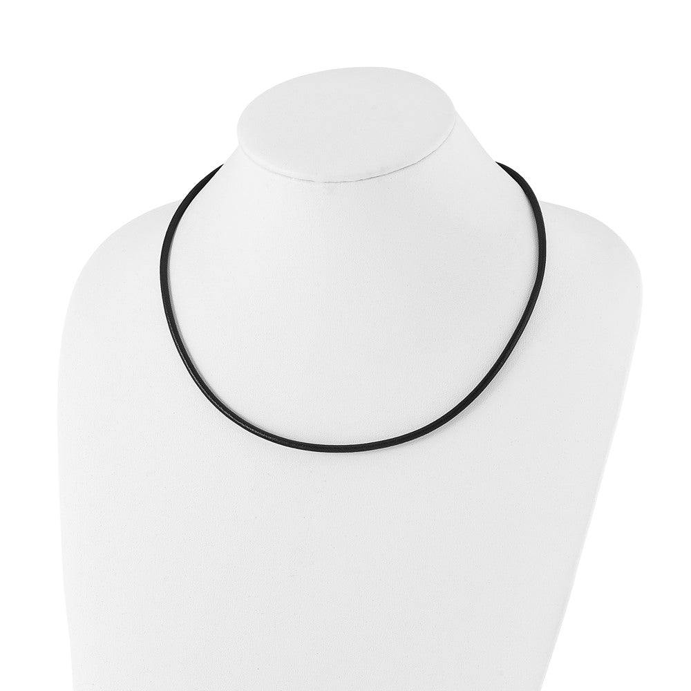 Stainless Steel Chisel 3mm Genuine Leather Greece Textured 18 Inch Necklace