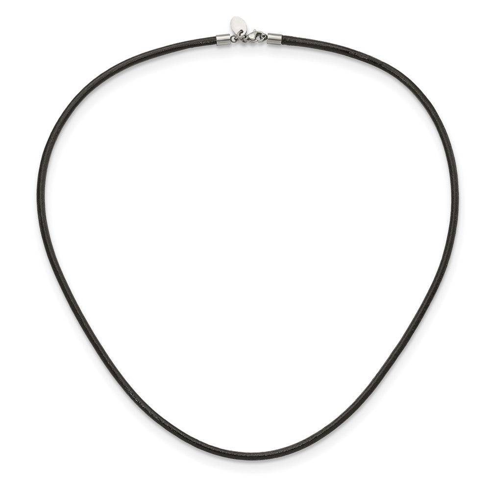 Stainless Steel Chisel 3mm Genuine Leather Greece Textured 20 Inch Necklace