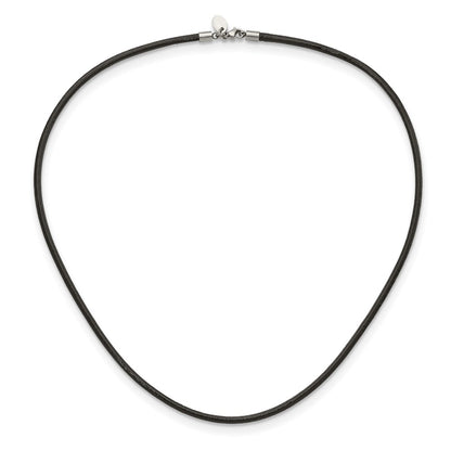Stainless Steel Chisel 3mm Genuine Leather Greece Textured 20 Inch Necklace