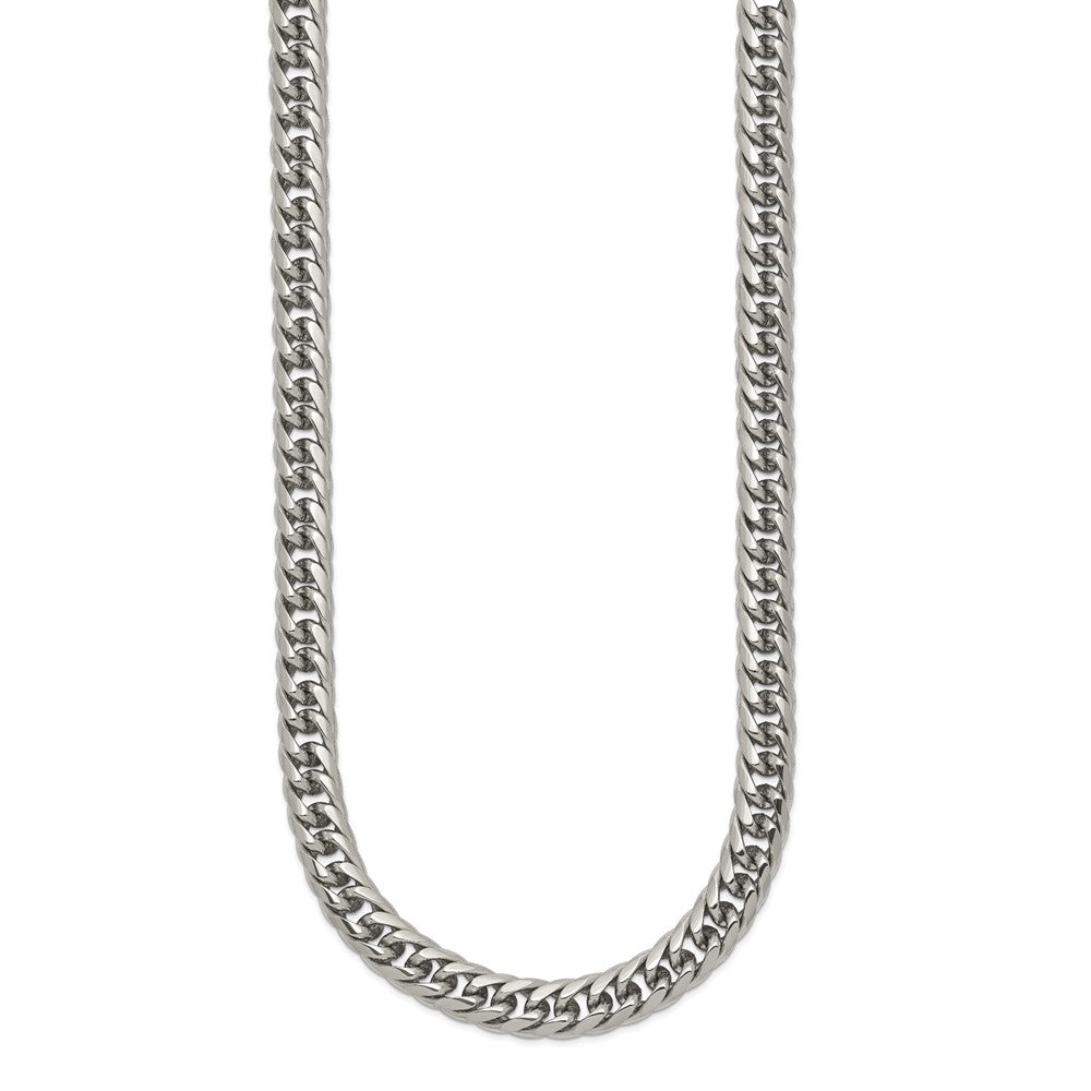 Stainless Steel Chisel Polished Double Curb Chain Necklace