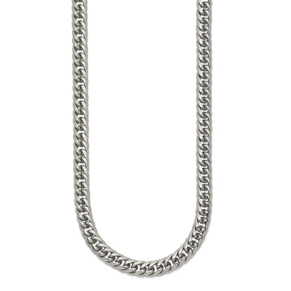 Stainless Steel Chisel Polished Double Curb Chain Necklace