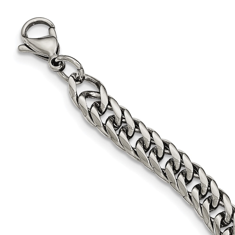 Stainless Steel Chisel Polished Double Curb Chain Necklace