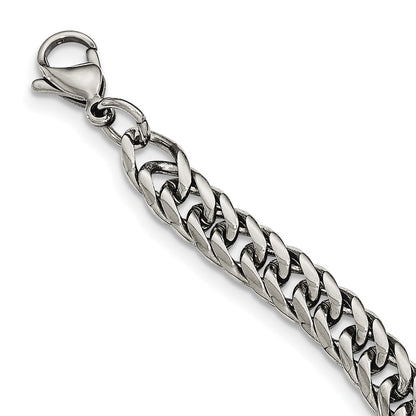 Stainless Steel Chisel Polished Double Curb Chain Necklace
