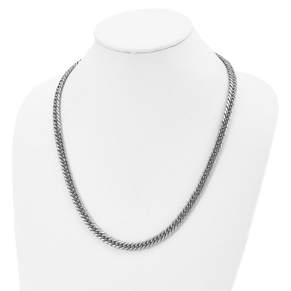 Stainless Steel Chisel Polished Double Curb Chain Necklace