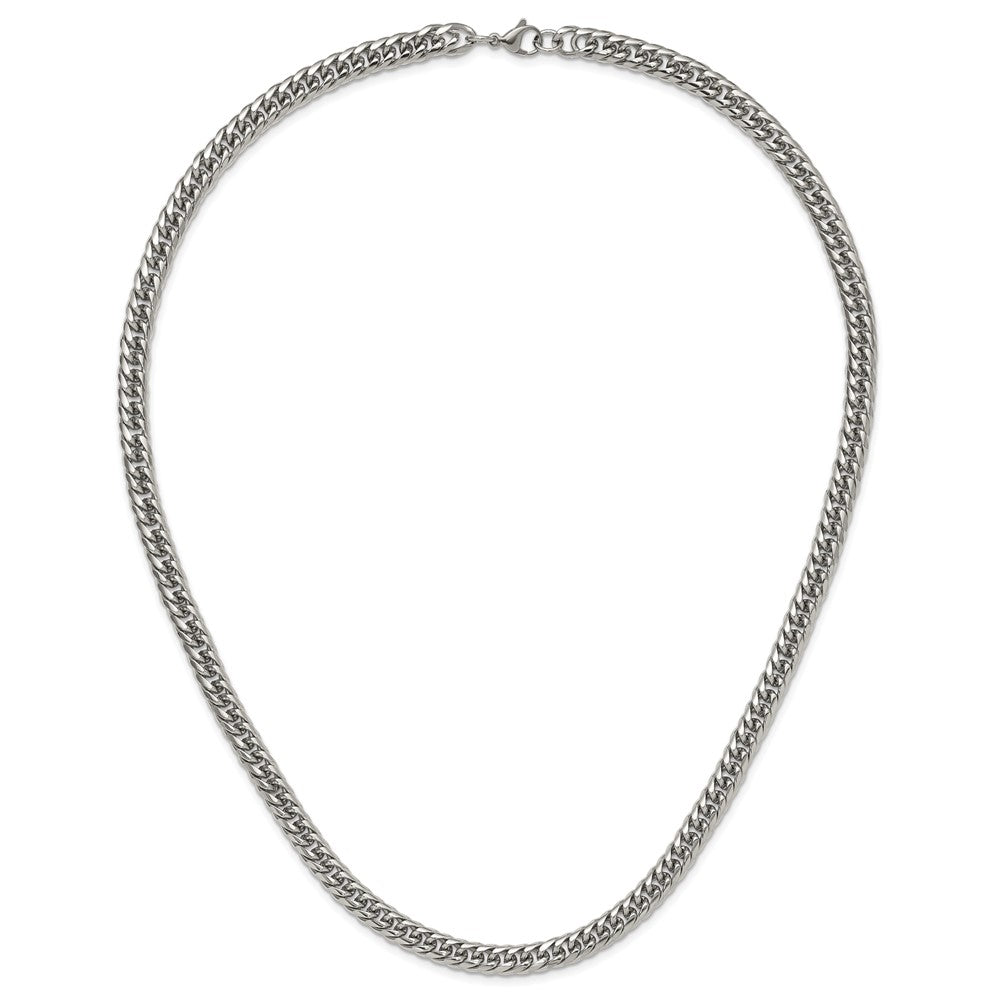Stainless Steel Chisel Polished Double Curb Chain Necklace