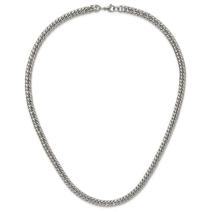 Stainless Steel Chisel Polished Double Curb Chain Necklace
