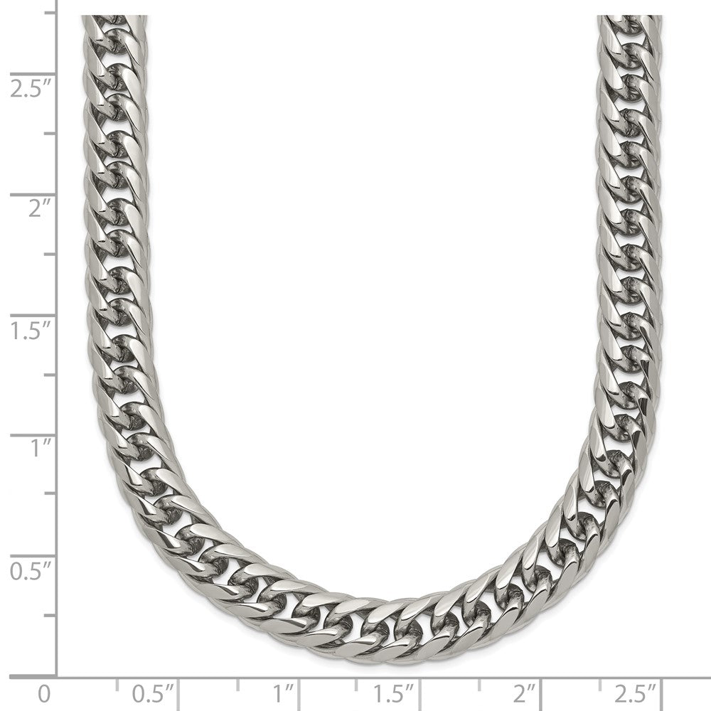 Stainless Steel Chisel Polished Double Curb Chain Necklace