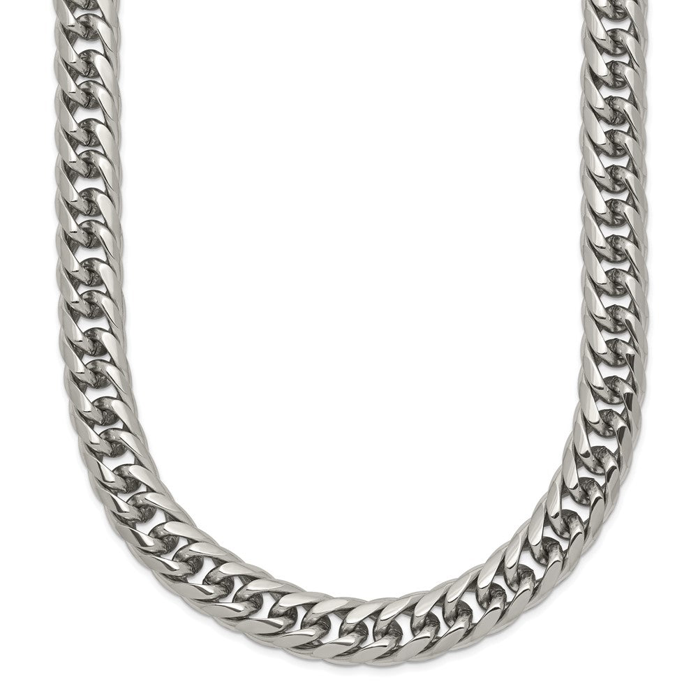 Stainless Steel Chisel Polished Double Curb Chain Necklace