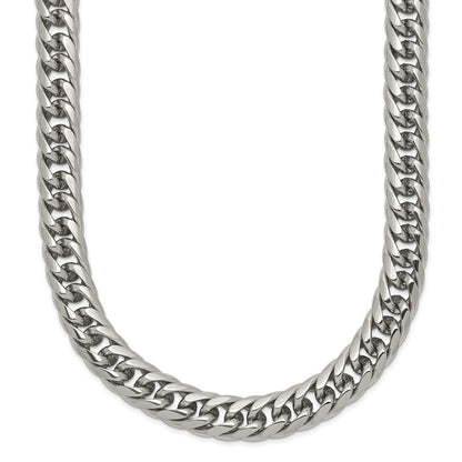 Stainless Steel Chisel Polished Double Curb Chain Necklace