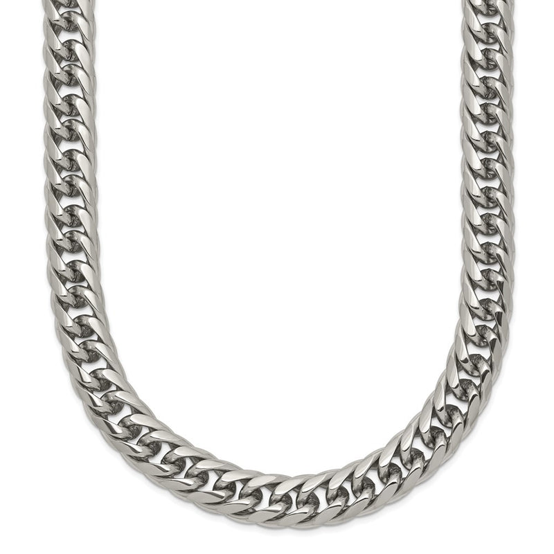 Stainless Steel Chisel Polished 24 Inch Double Curb Chain Necklace