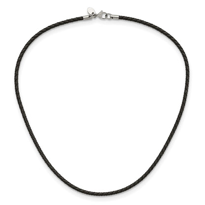 Stainless Steel Chisel 3mm Genuine Leather Weave 20 Inch Necklace