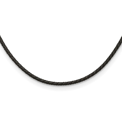 Stainless Steel Chisel 3mm Genuine Leather Weave 20 Inch Necklace