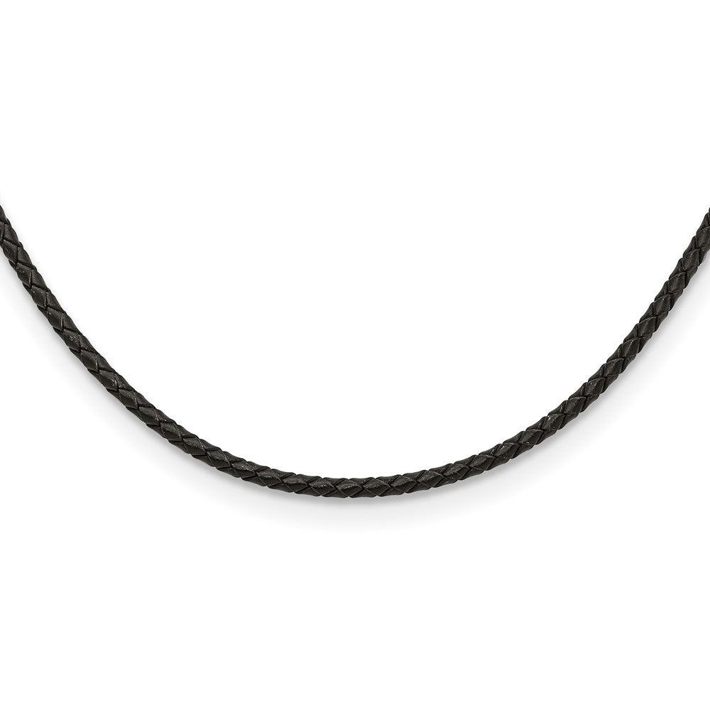 Stainless Steel Chisel 3mm Genuine Leather Weave 18 Inch Necklace