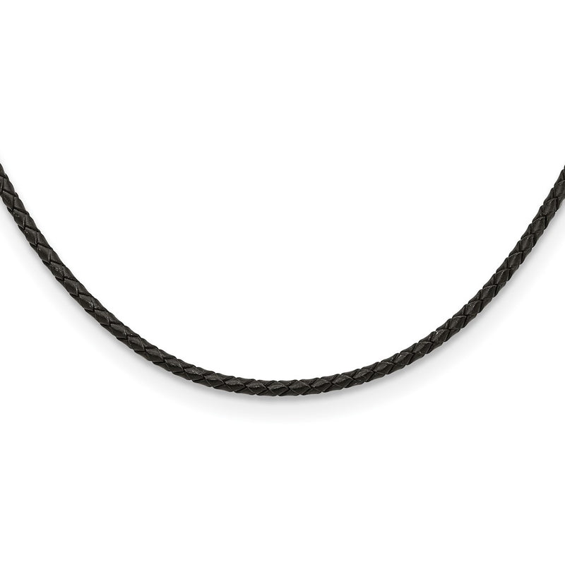 Stainless Steel Chisel 3mm Genuine Leather Weave 18 Inch Necklace