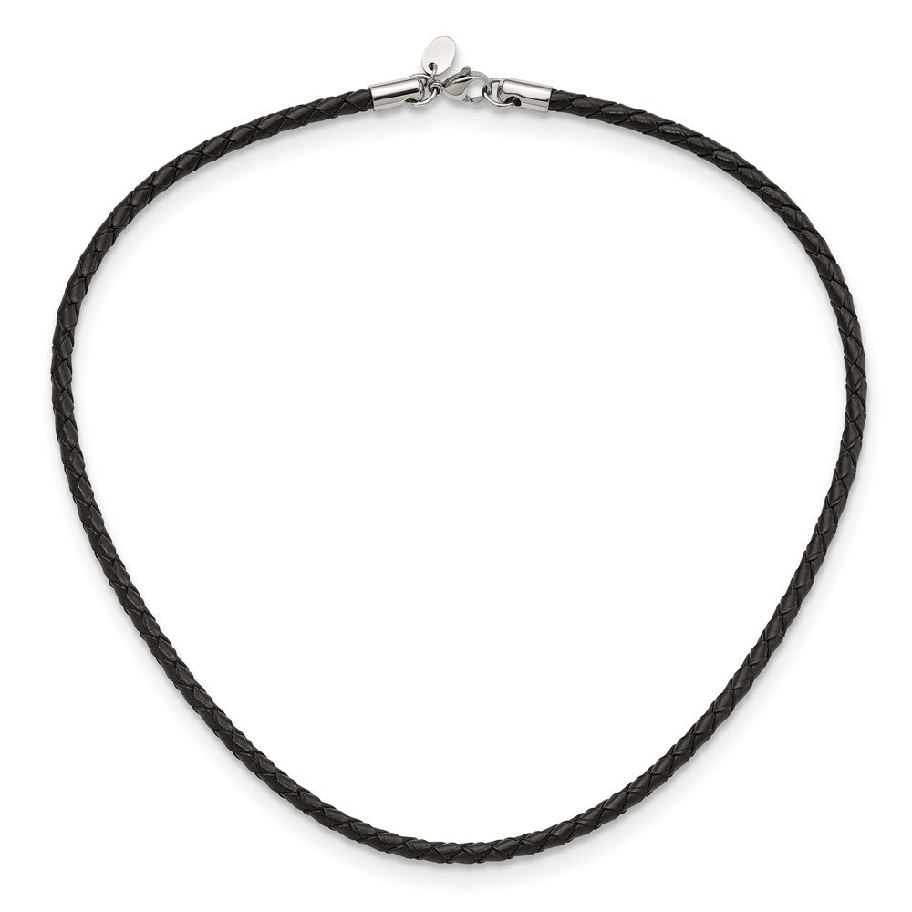 Stainless Steel Chisel 4mm Genuine Leather Weave 20 Inch Necklace