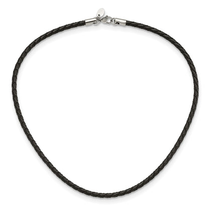 Stainless Steel Chisel 4mm Genuine Leather Weave 20 Inch Necklace