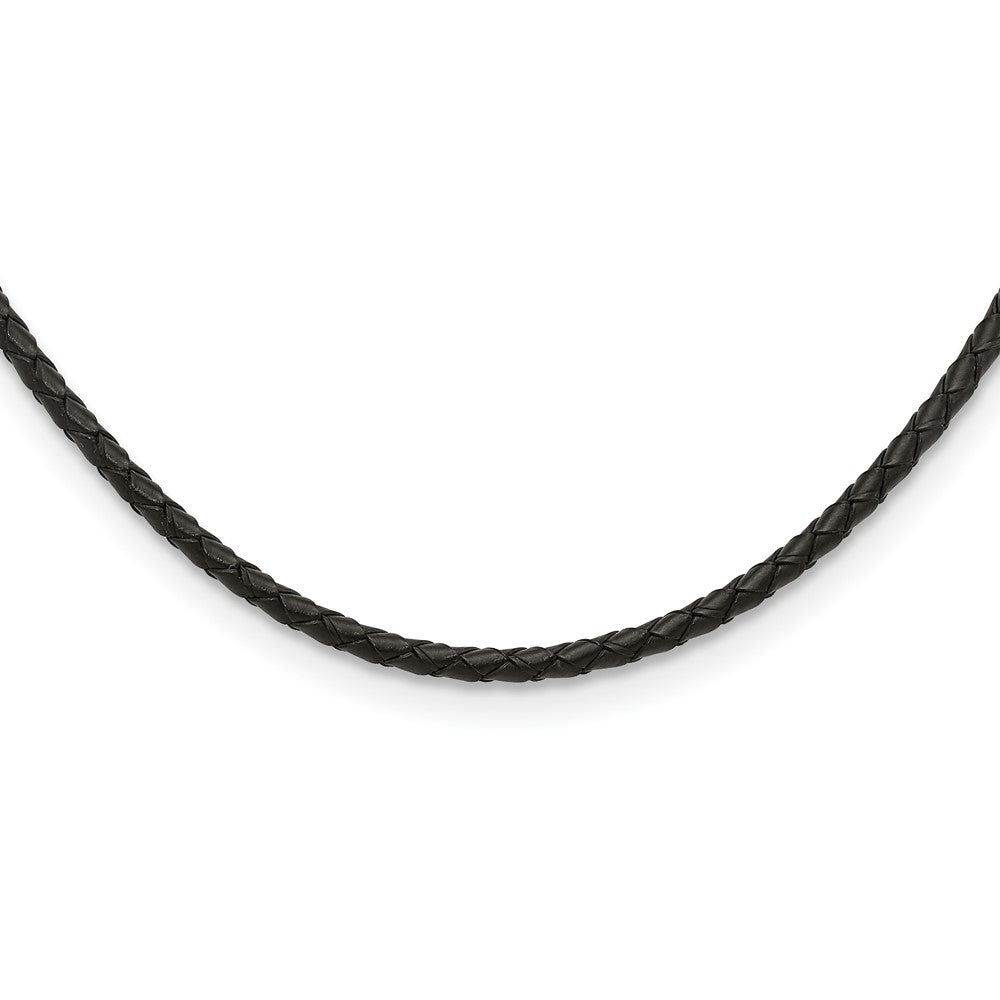 Stainless Steel Chisel 4mm Genuine Leather Weave 20 Inch Necklace