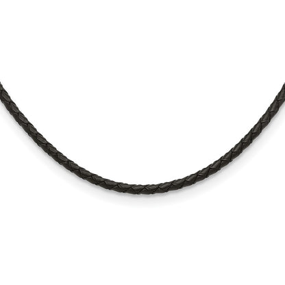 Stainless Steel Chisel 4mm Genuine Leather Weave 20 Inch Necklace