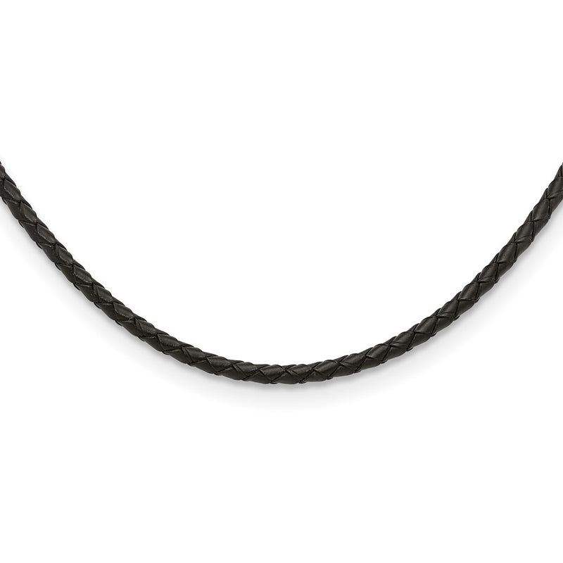Stainless Steel Chisel 4mm Genuine Leather Weave 20 Inch Necklace