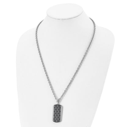 Stainless Steel Polished Black Ip-Plated Dog Tag 24In Necklace