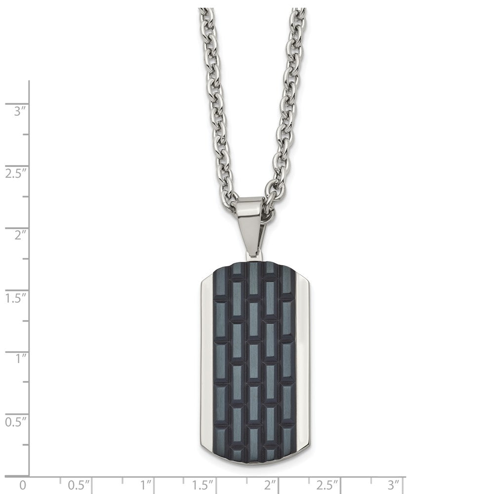 Stainless Steel Polished Black Ip-Plated Dog Tag 24In Necklace