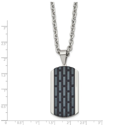 Stainless Steel Polished Black Ip-Plated Dog Tag 24In Necklace