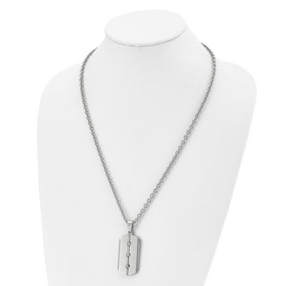 Stainless Steel 24In Brushed & Polished 3 Screw Design Dog Tag Necklace
