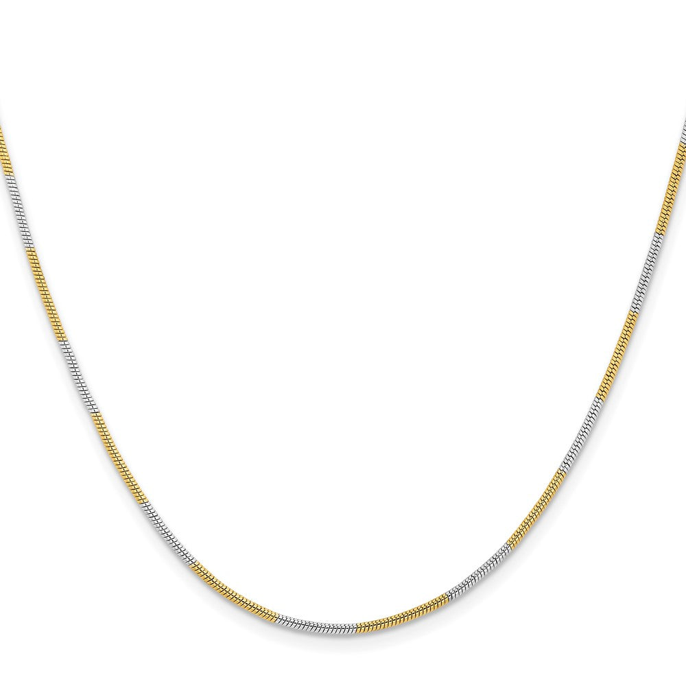 Brass/White Chisel Two-Tone Brass 1.00mm Snake Chain Necklace