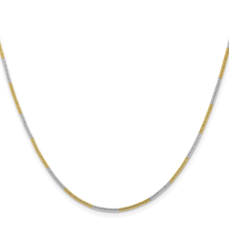 Brass/White Chisel Two-Tone Brass 1.00mm Snake Chain Necklace