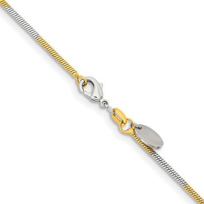 Brass/White Chisel Two-Tone Brass 1.00mm Snake Chain Necklace