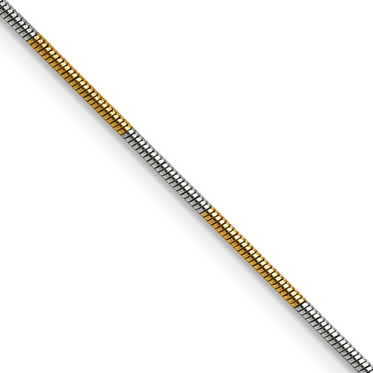 Brass/White Chisel Two-Tone Brass 1.00mm 18 Inch Snake Chain