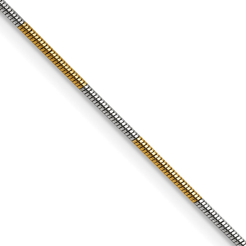 Brass/White Chisel Two-Tone Brass 1.00mm Snake Chain Necklace