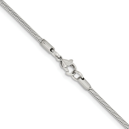 Stainless Steel Chisel Polished 2mm 24 Inch Snake Chain