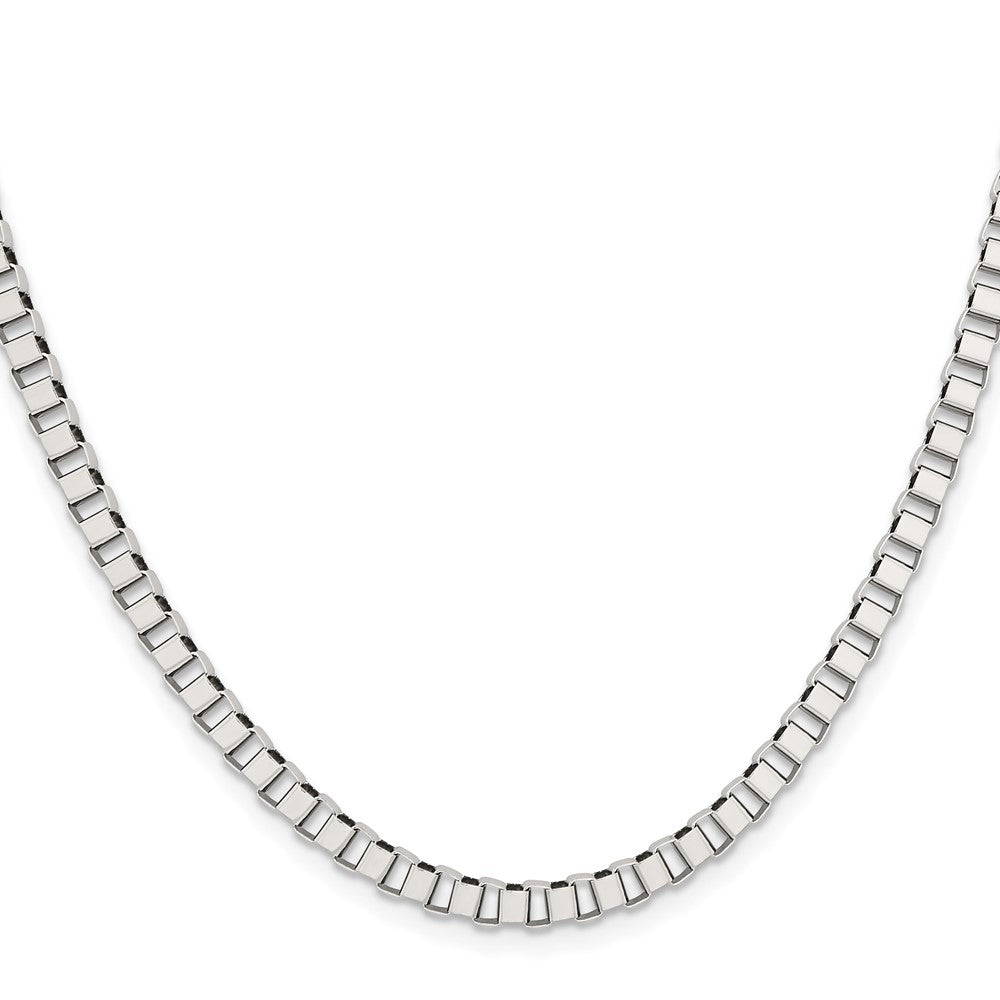 Stainless Steel Chisel Polished 4mm Box Chain Necklace