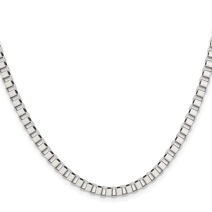 Stainless Steel Chisel Polished 4mm Box Chain Necklace