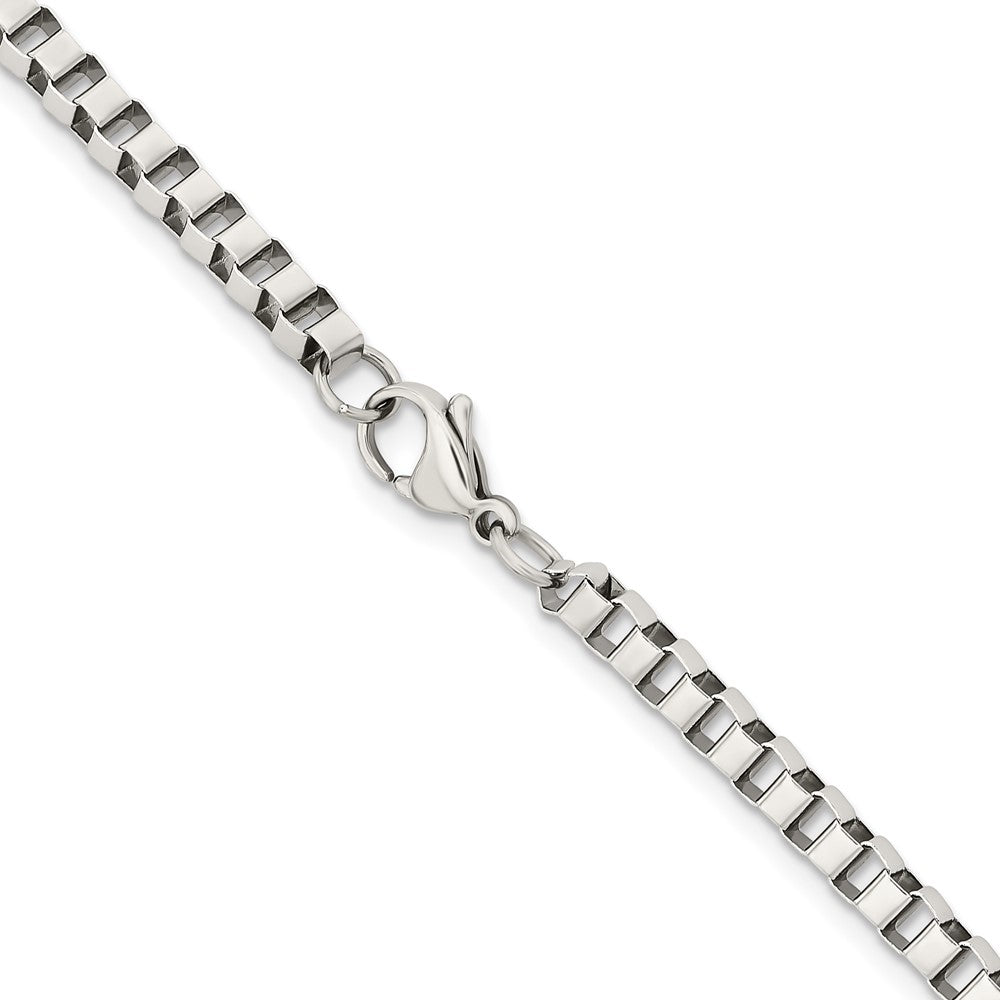 Stainless Steel Chisel Polished 4mm Box Chain Necklace