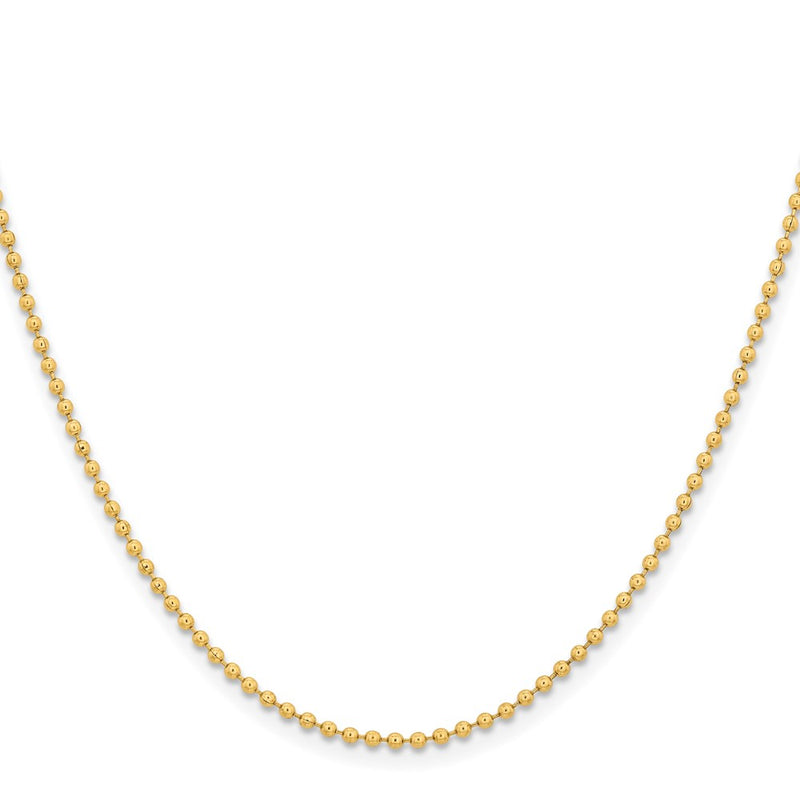 Stainless Steel Chisel Polished Yellow Ip-Plated 2mm 18 Inch Ball Chain Necklace