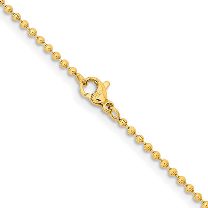 Stainless Steel Chisel Polished Yellow Ip-Plated 2mm 22 Inch Ball Chain Necklace