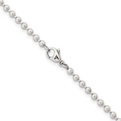 Stainless Steel Chisel Polished 3mm 18 Inch Ball Chain Necklace
