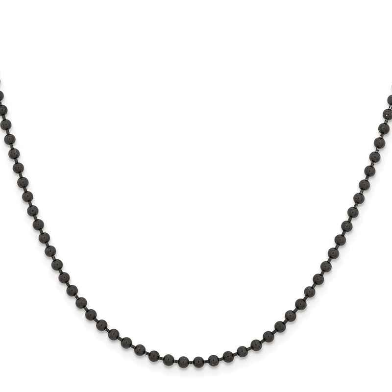 Stainless Steel Chisel Polished Black Ip-Plated 3mm 24 Inch Ball Chain Necklace