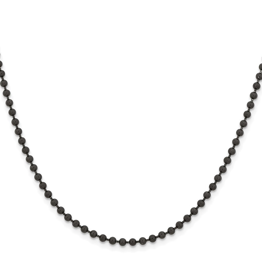 Stainless Steel Chisel Polished Black Ip-Plated 3mm Ball Chain Necklace