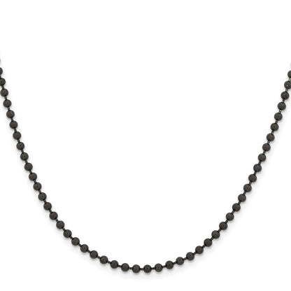Stainless Steel Chisel Polished Black Ip-Plated 3mm Ball Chain Necklace