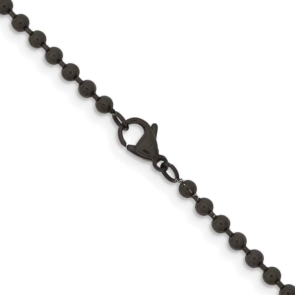 Stainless Steel Chisel Polished Black Ip-Plated 3mm Ball Chain Necklace