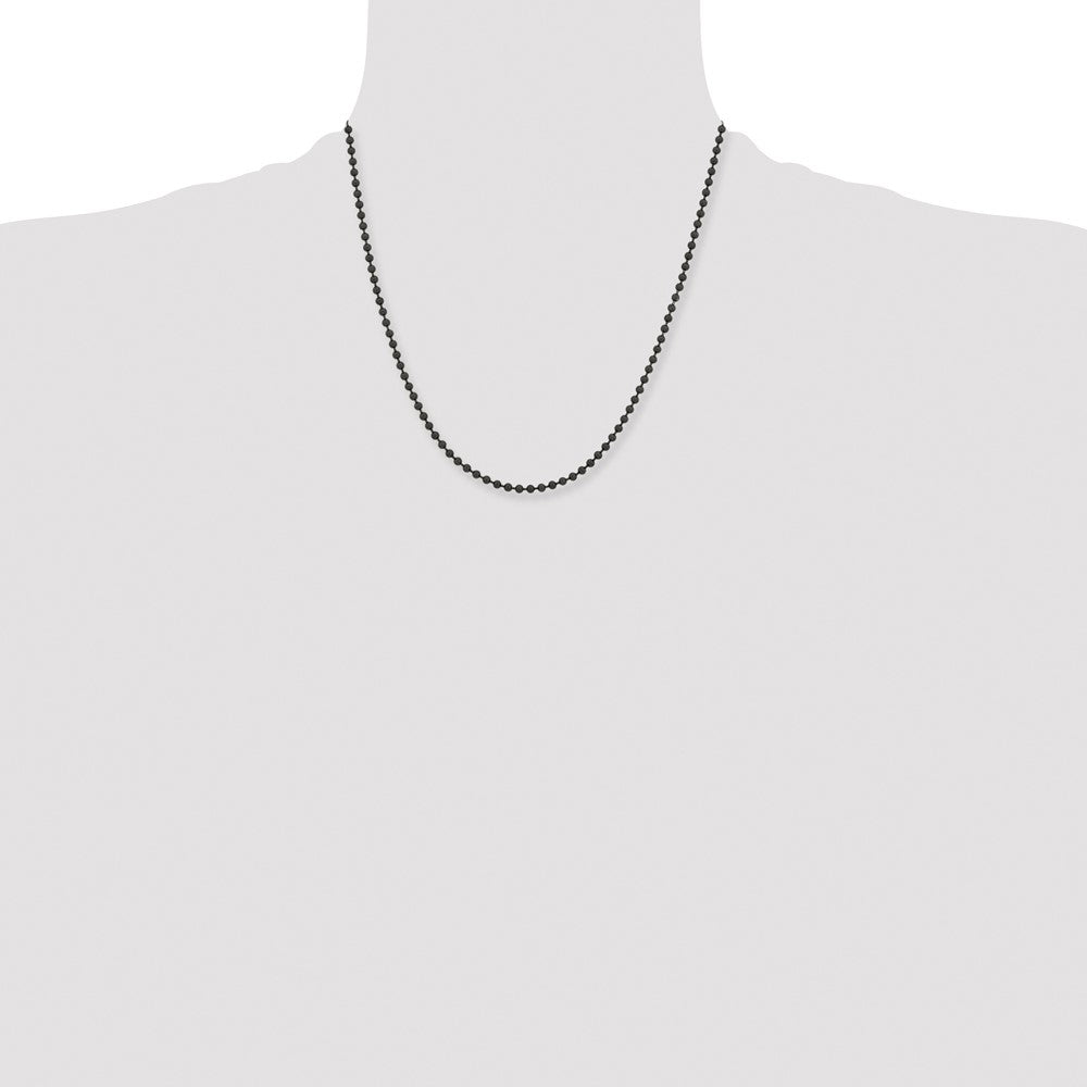 Stainless Steel Chisel Polished Black Ip-Plated 3mm Ball Chain Necklace