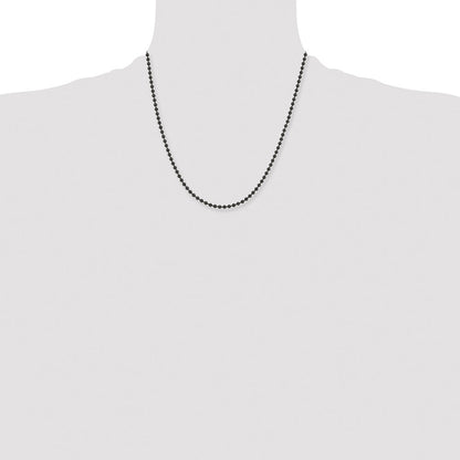 Stainless Steel Chisel Polished Black Ip-Plated 3mm Ball Chain Necklace