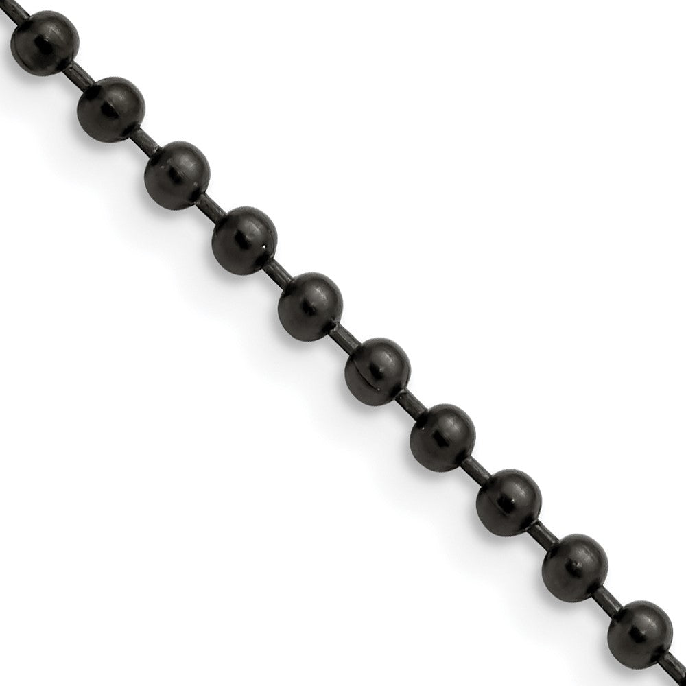 Stainless Steel Chisel Polished Black Ip-Plated 3mm Ball Chain Necklace