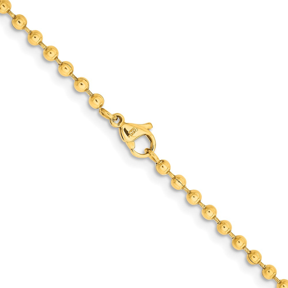 Stainless Steel Chisel Polished Yellow Ip-Plated 3mm 22 Inch Ball Chain Necklace