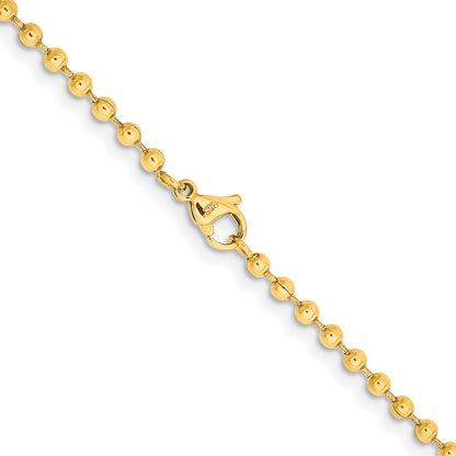 Stainless Steel Chisel Polished Yellow Ip-Plated 3mm 22 Inch Ball Chain Necklace