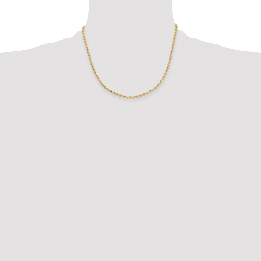 Stainless Steel Chisel Polished Yellow Ip-Plated 3mm Ball Chain Necklace