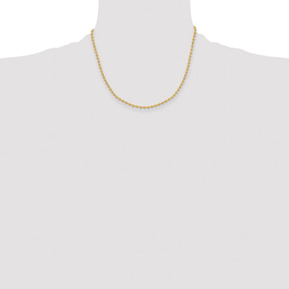 Stainless Steel Chisel Polished Yellow Ip-Plated 3mm Ball Chain Necklace
